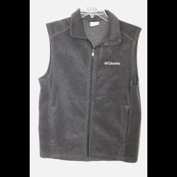 Columbia Mens Medium Black Sleeveless Polyester Fleece Full Zip Vest High Neck - Picture 1 of 6